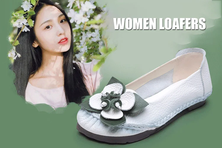 Genuine Leather Flats Women Wide Shoes Soft Pregnant Loafers Autumn Woman Slip On Shoes Fashion Lady Retro Loafer Vingtage Flats