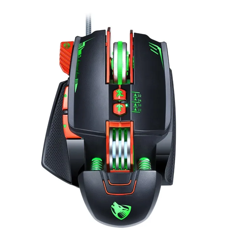Профессиональные механизированные игровая Проводная usb-мышь анти-скольжения макропрограммирование RGB оптический 7 цветов 4-скорости 3200 точек/дюйм для портативных ПК
