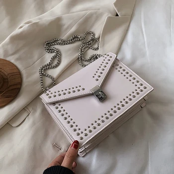 

Scrub Leather Small Shoulder Messenger Bags For Women 2020 Chain Rivet Lock Crossbody Bag Female Travel Mini Bags