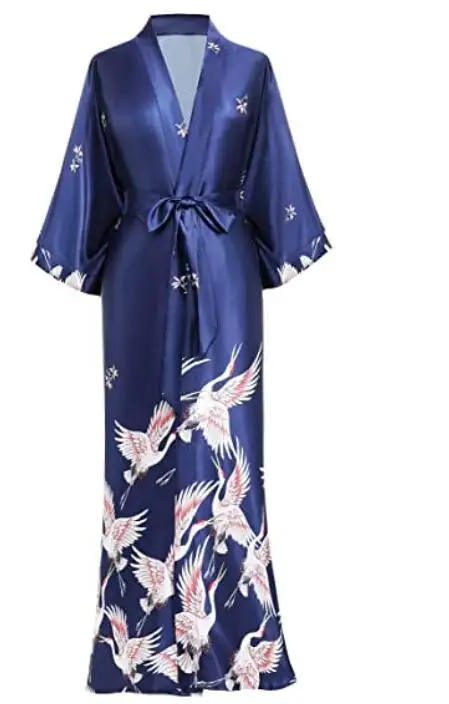 Satin Sleepwear Women Brides Wedding Robe Sleepwear Silky Nightgown Casual Bathrobe Animal Rayon Long Nightgown Kimono Bathrobe Women Sleepwear Bride Robes Silk Robe