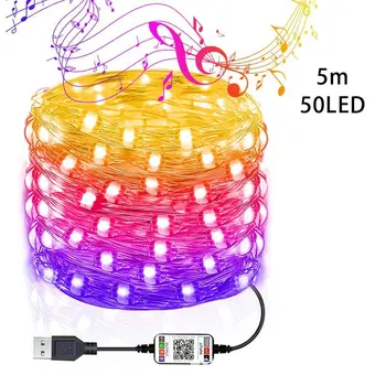 

USB Copper Wire Lights Holiday Home Christmas Low Power Consumption High Efficiency Durable Decorative Lights 5m