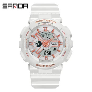 

Sanda New Style Women Men Watches Multi-functional Dual Display Led Electronic Waterproof Outdoor Military Sports Wristwatch