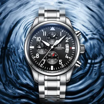 

CARNIVAL Men Watch Chronograph Sport Mens Watches Top Brand Luxury Waterproof Full Steel Quartz Gold Clock Men Relogio Masculino