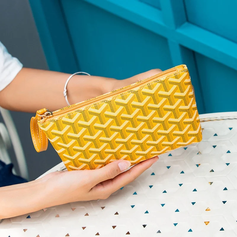 

Fashion New Personality Korean Dog Tooth Clutch Bag Large Capacity Zipper Mobile Phone Bag Medium And Long Section Money Clip