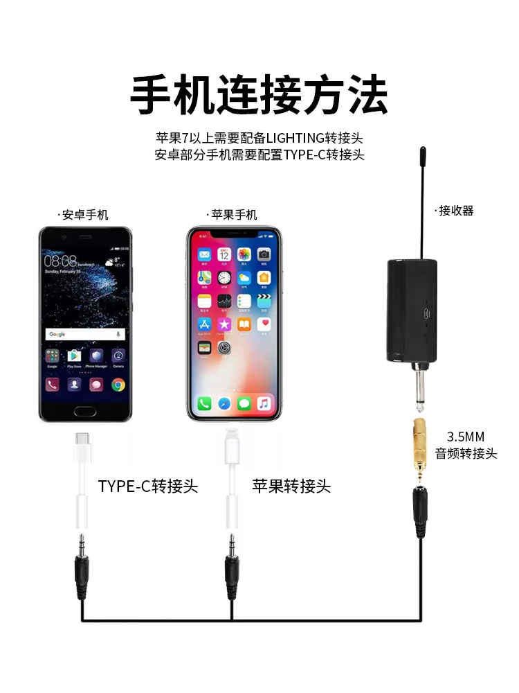 Portable UHF Wireless Microphone 3.5mm Tie Clip Headset Lapel Lavalier Mic  for Teacher Public Speaking Rechargeable - AliExpress