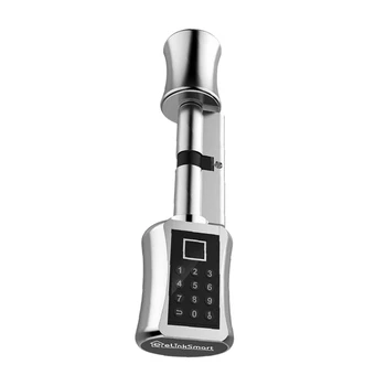 

Smart Cylinder Lock European Style Electronic Door Lock Fingerprint Password Key 3-In-1 Voice Prompt for Home Apartment