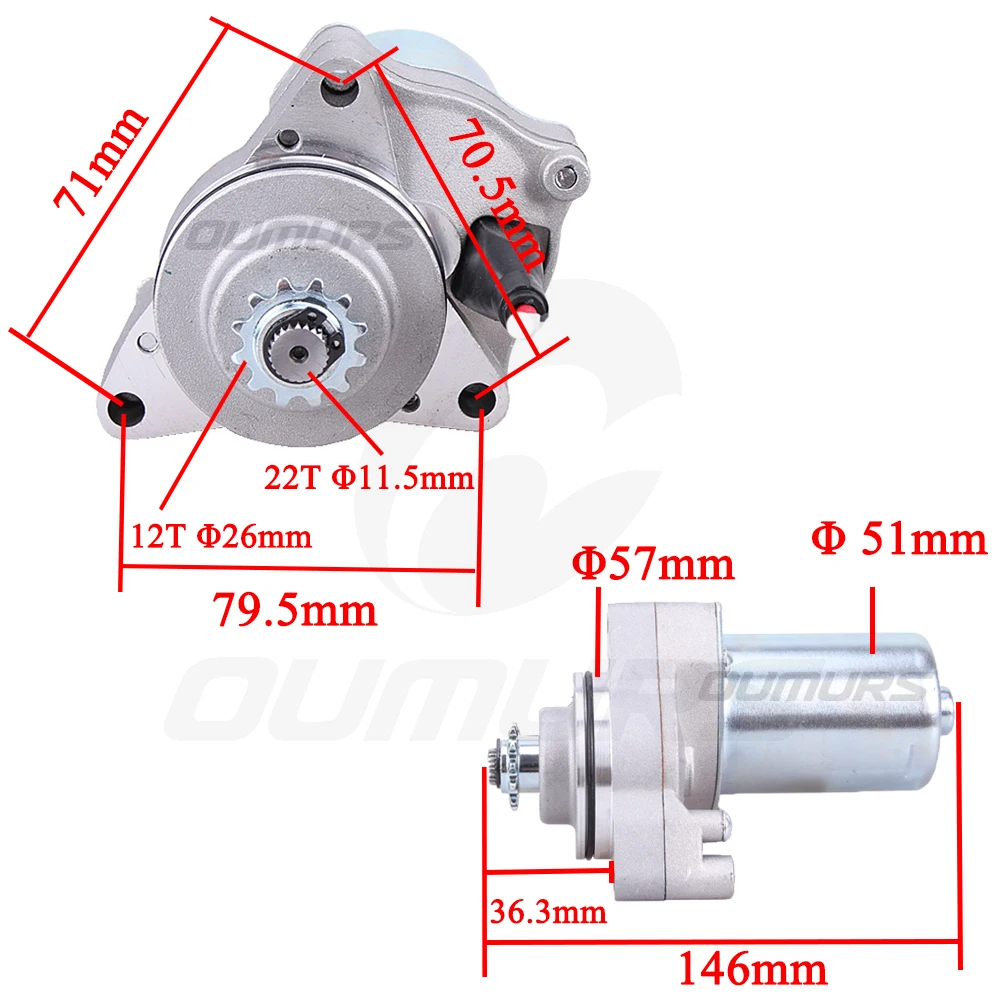 OUMURS мотоцикла Электрический стартер 3 болта стартер 50 70 90 110 125CC 4-х тактный двигатель ATV Taotao JETMOTO Roketa SUNL