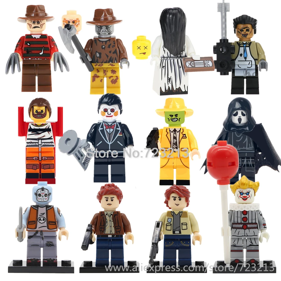 

Single Horror Movie The Ring Figure Scream Pennywise Billy Freedy Jeepers Creepers Building Blocks Set bricks Toys Legoing