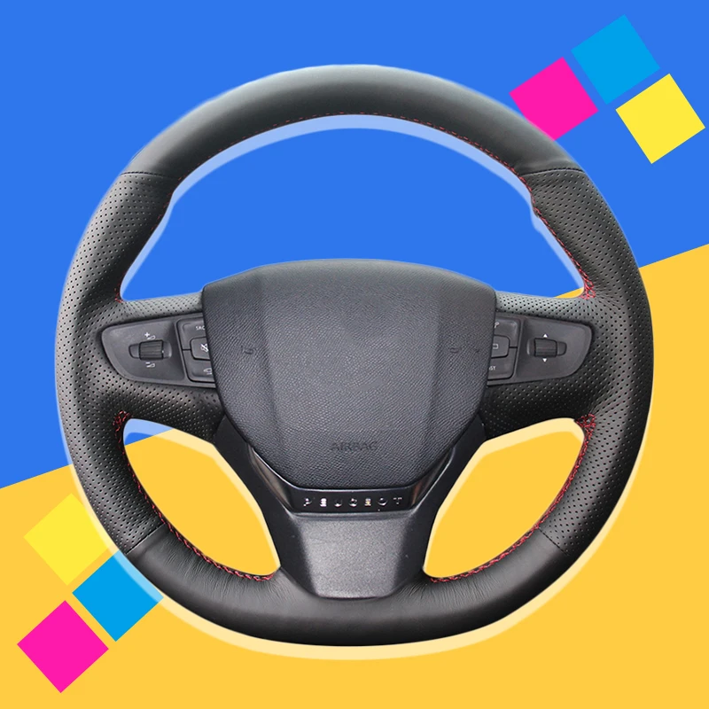 

Auto Braid On The Steering Wheel Cover for Peugeot 408 2014 2015 Interior Accessories DIY Car Braiding Wheel Covers Car-Styling