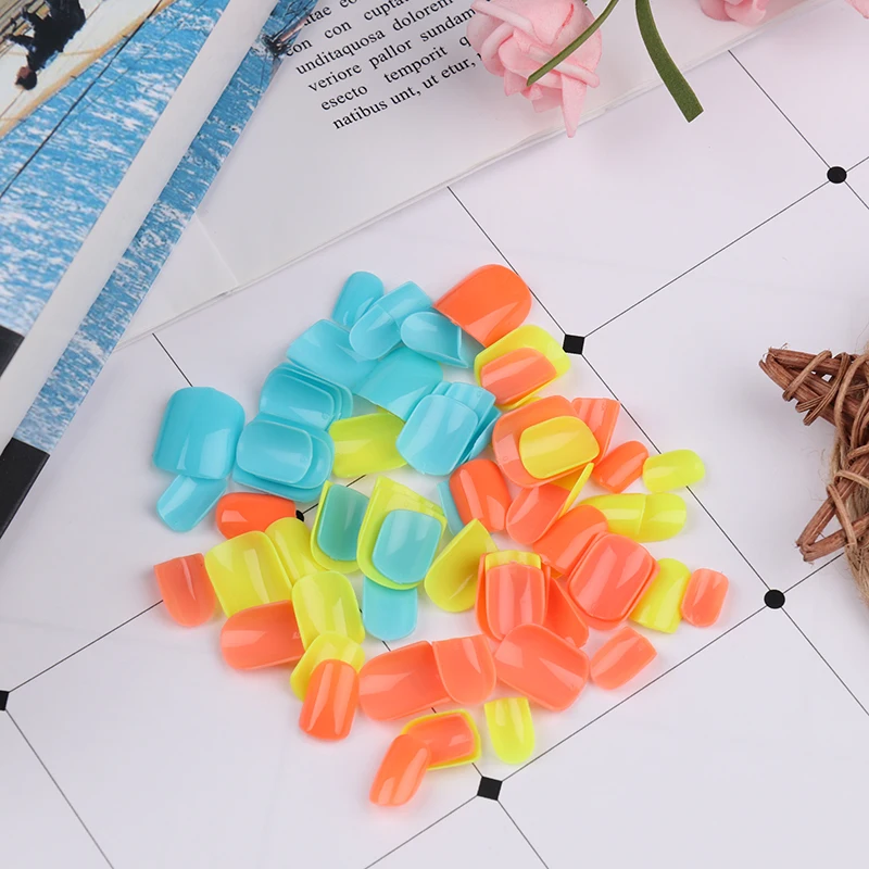 New Arriva 24Pcs Luminous False Nails Acrylic Gel Full French Fake Nails Art Tips Tools With 2g glue