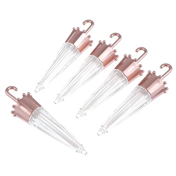 

5Pcs 5.5ML Umbrella Rose Gold Lipgloss Lip Balm Bottle Empty Lip Gloss Tube, DIY Plastic Elegant Liquid Lipstick Container