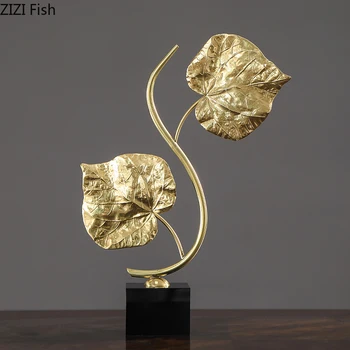

Nordic Creative Gold Leaves simulation Crafts ornaments Modern home living room desktop Decoration room decoration accessories