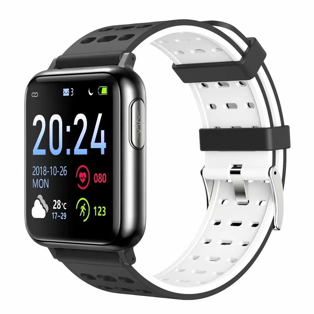 ECG PPG SPO2 Smart Band Watch Men Blood Pressure Oxygen Heart Rate Monitor Smartwatch Women Waterproof for Android IOS Xiaomi - Цвет: Black White Silica