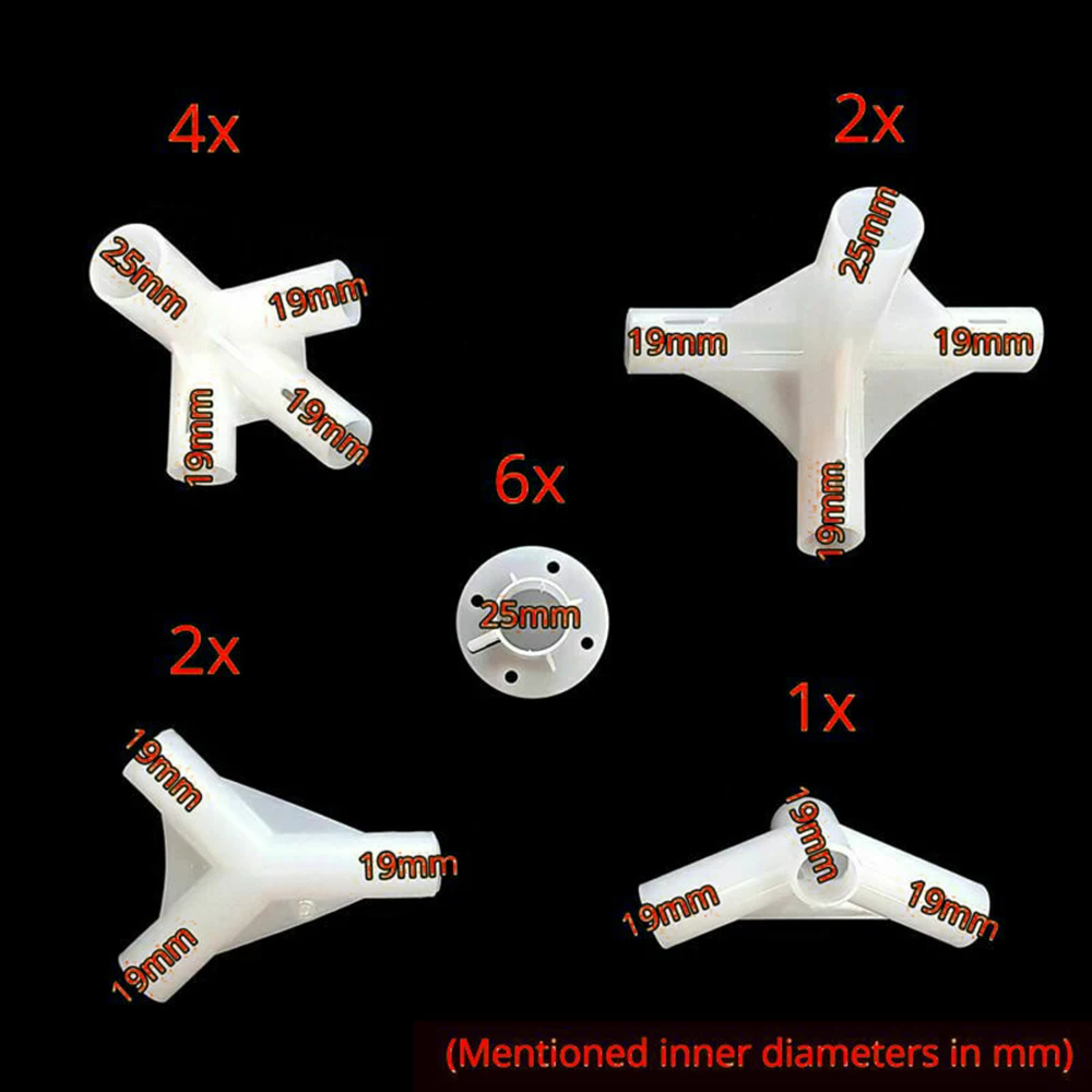 Plastic Spare Parts For 3x6m Gazebo Awning Tent Feet Corner Center Connector 25/19mm 15pcs Outdoor Camping Tool