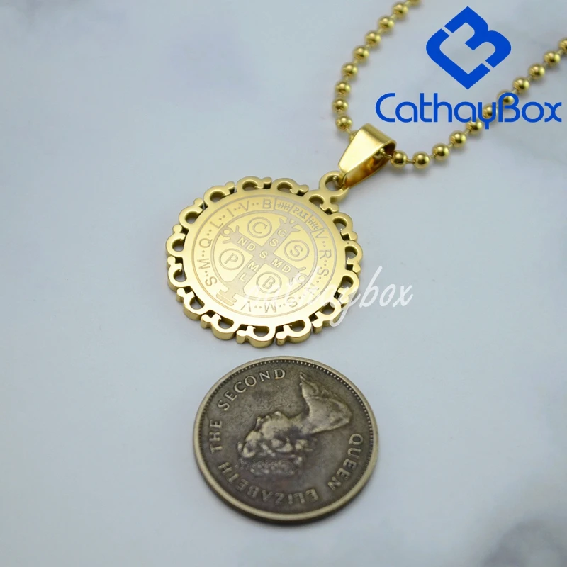 Цепочка с подвеской Святого Бенедикта из нержавеющей стали длина 60 см|necklace