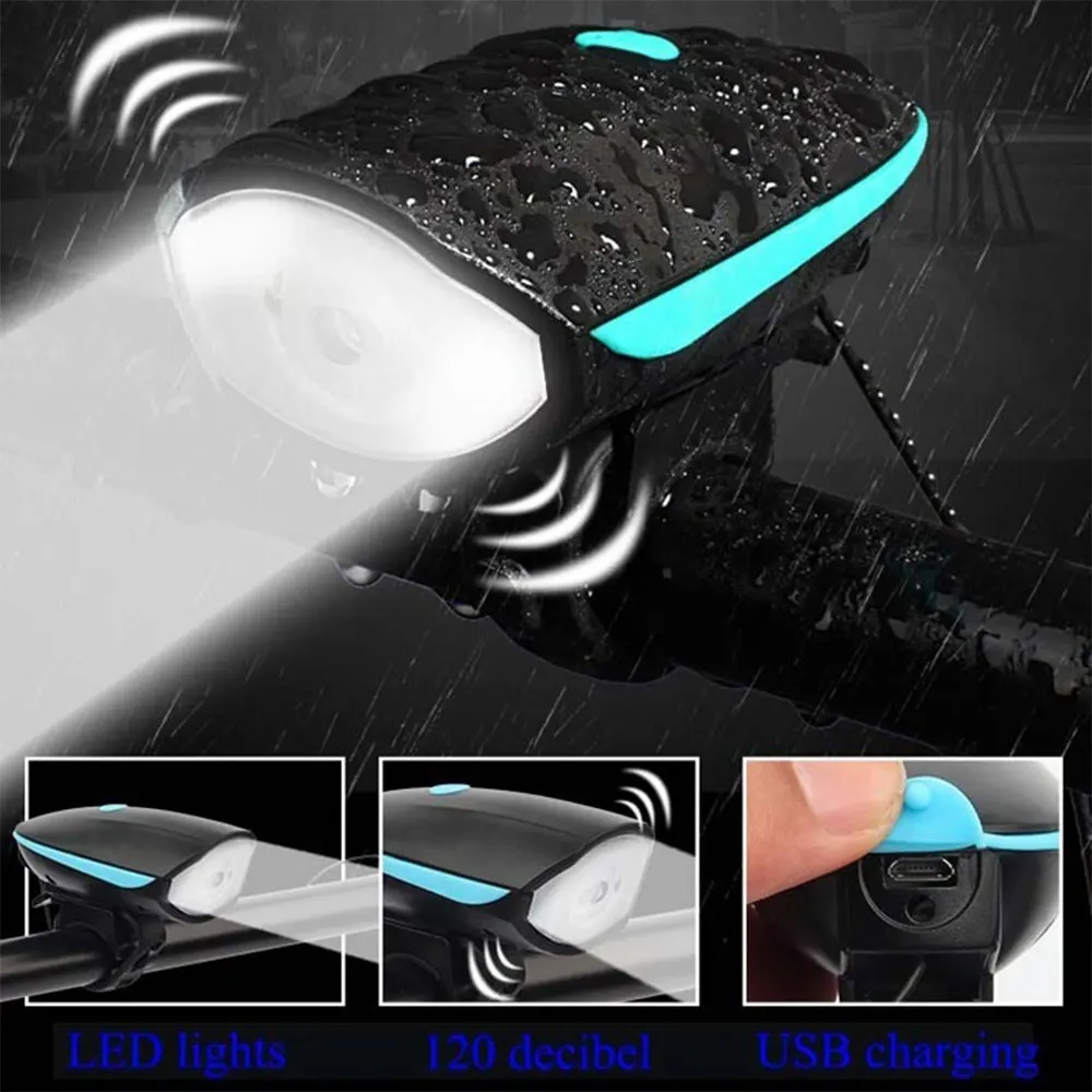 Cycling Headlight Bike Headlight Bicycle Headlight Portable Durable SuperBright with Horn LED T6 Rechargeable Tail Rear Lamp