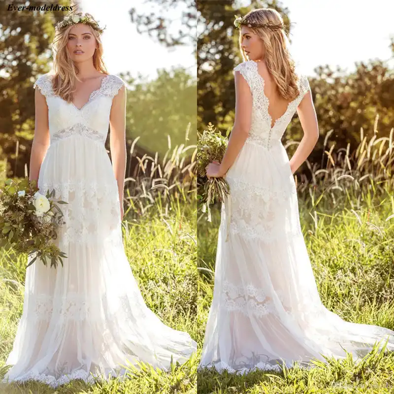 Vestidos De Novia Bohemia De Corte A Apliques De Encaje Mangas Con Tapa Abierta En La Espalda Vestido De Novia Country 2020 Vestido De Novia Aliexpress