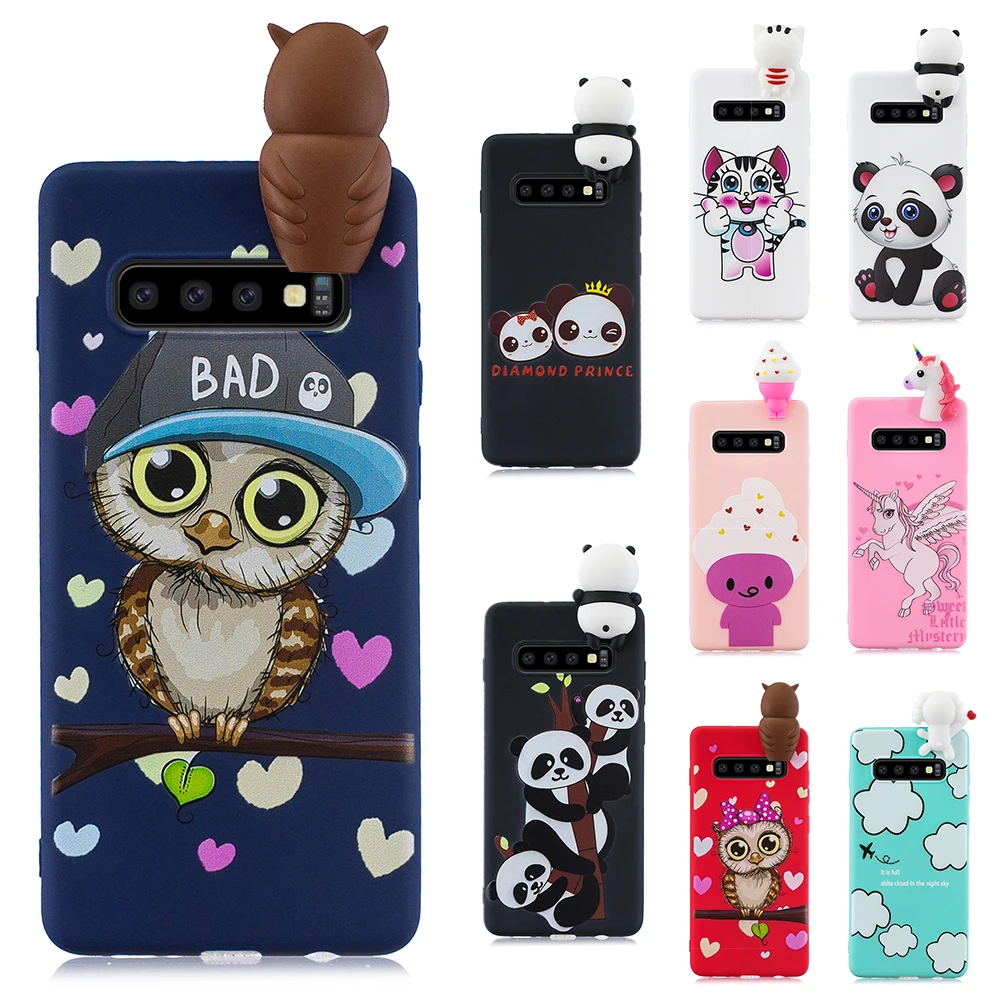 

LAPOPNUT for Samsung Galaxy S10 S10e S9 S8 Plus S7 Edge Note8 Note9 3D Doll Panda Animal Pattern Soft TPU Silicone Back Cover