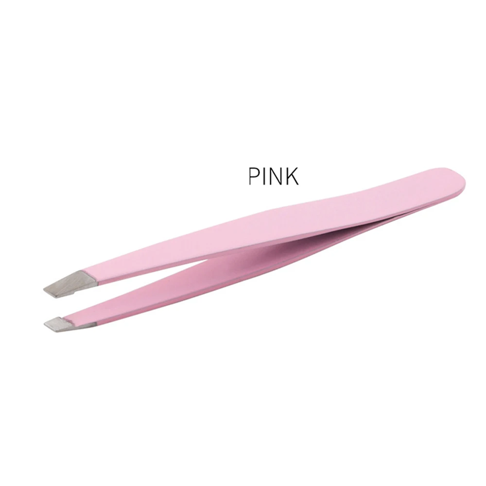 Eyebrow Tweezers 1pc Professional Slant Tip Eyebrow Tweezer Stainless Steel Hair Removal Tool Non-Slip Tweezer Makeup Accessory