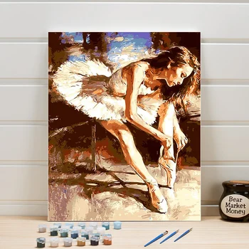 

Canvas Oil Painting By Numbers Abstract Dancer Woman DIY Acrylic Paint Coloring Pictures For Living Room Wall Drawing Art Adults