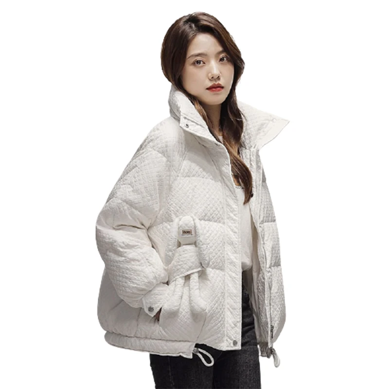 White duck down jacket women 2021 new short loose fashion rabbit stand-up collar winter jacket lovely lady girls warm daily coat