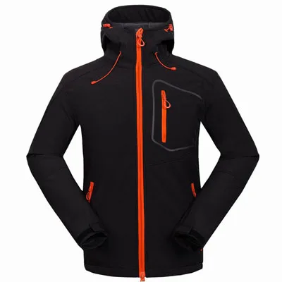 Мужская Флисовая Куртка защита от ветра и влаги куртки для ходьбы на открытом воздухе толстые зимние пальто треккинг Кемпинг лыжный - Цвет: Черный