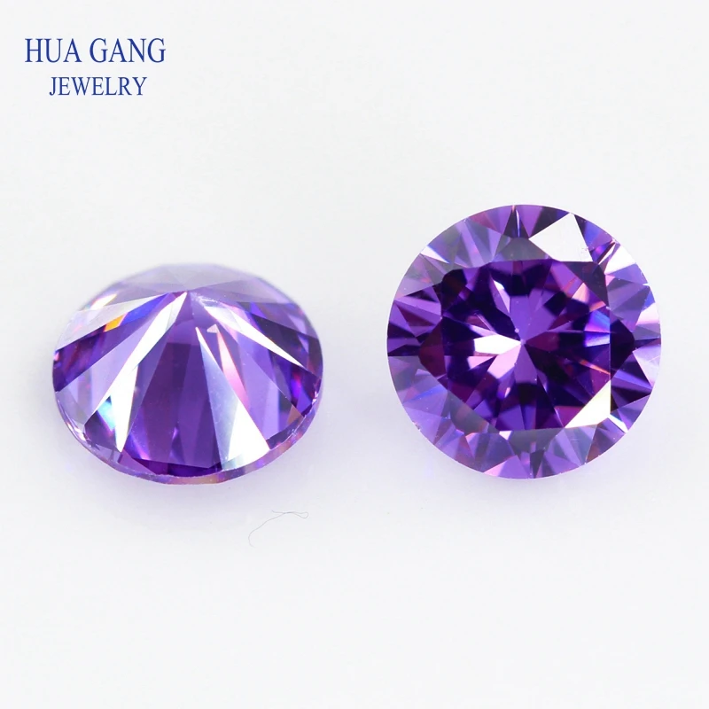 Amethyst 3.25-12mm Cubic Zirconia Round Shape AAAAA Brilliant Cut Loose CZ Stone Synthetic Gems For Jewelry Free shipping