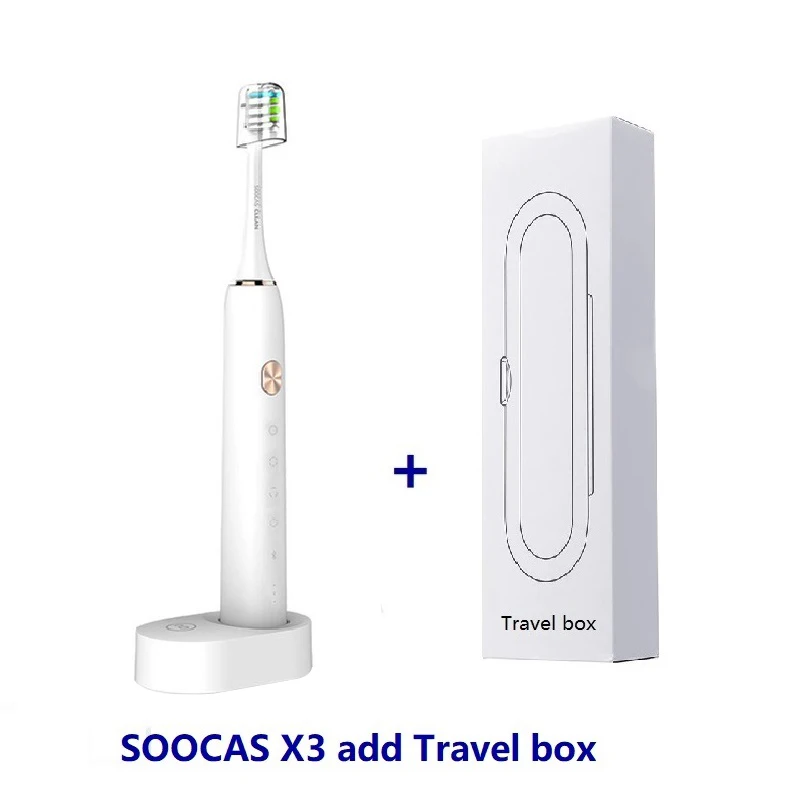 SOOCAS X3 звуковая зубная щетка электрическая Xiaomi Mijia зубная щетка ультразвуковая Автоматическая модернизированная USB заряжаемая для взрослых Водонепроницаемая IPX7 - Цвет: USB X3white box