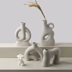 Scandinavian Plain New Creative Vase Ins Air-dried Flower Hydroponic Container Art Homestay Model Room Decorative Vase