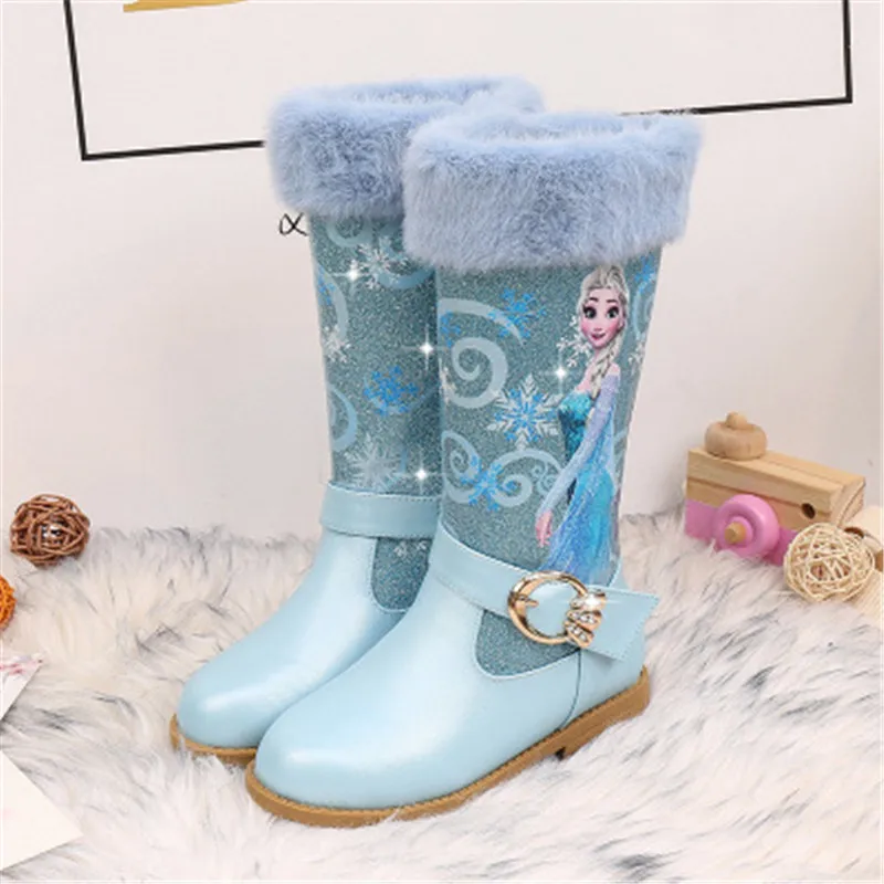 Botas altas de princesa Elsa para niñas, cálidas botas de nieve de ...