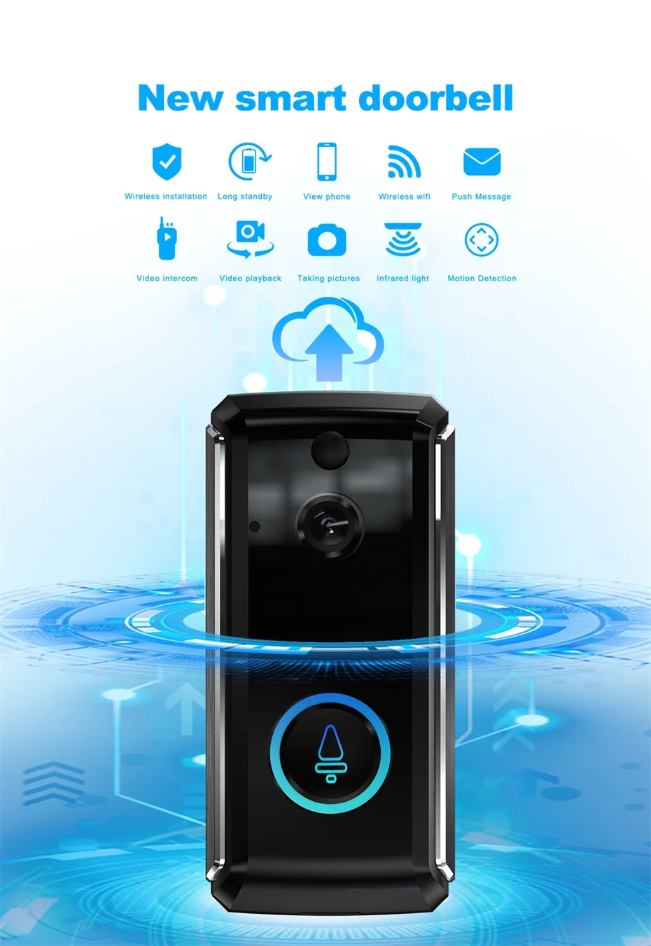 Wifi дверной звонок, умная IP камера, домофон, видео телефон, открытый 720 P, беспроводная безопасность, семейная домофон, ИК-сигнализация, ночное видение