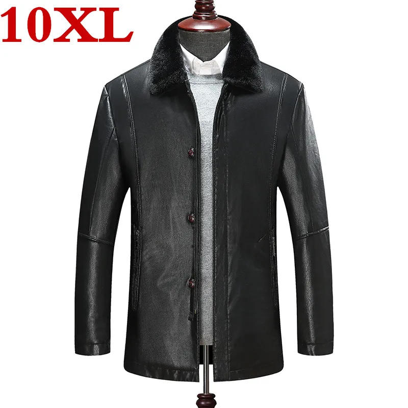 Новинка, большие размеры 10XL 9XL, мужская куртка из натуральной кожи, мужская куртка, Высококачественная локомотивная кожаная куртка с воротником из меха енота