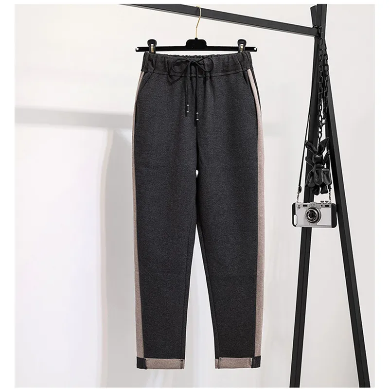JUJULAND новые зимние осенние брюки с высокой талией женские повседневные брюки-гаремы женские теплые длинные брюки Горячая Распродажа 2056 - Цвет: Темно-серый