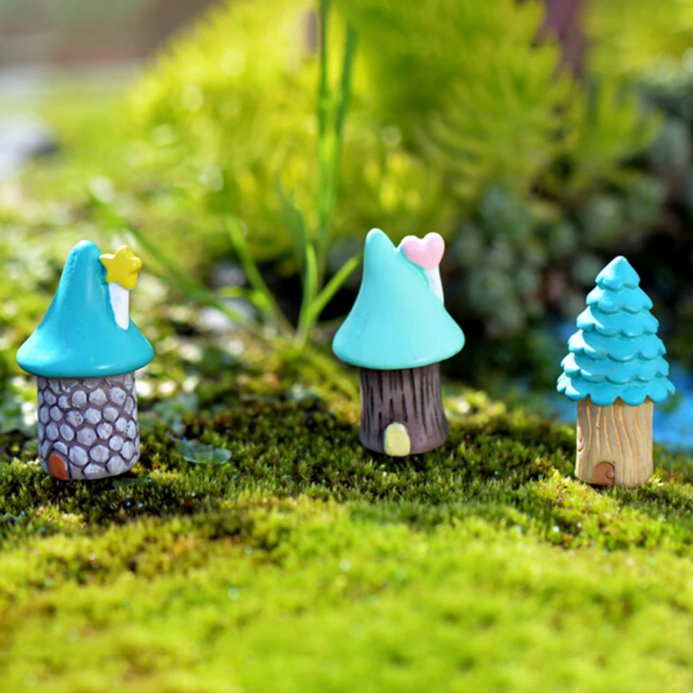 Miniature Figurines 1/3Pcs Stone Stairs House Cartoon Animal Building Statue Resin Craft For Fairy Garden Accessory Home Decoration miniature figurines,resin ornaments,miniature ornament,resin crafts,resin crafts accessories