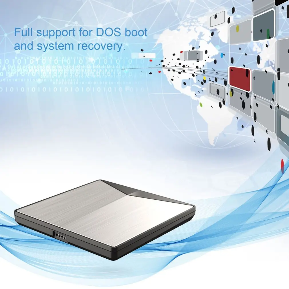 Portable Ultra-slim External DVD Drive USB3.0 Drive for PC for Mac DVD+ Rewritable DVD/CD RW Writer Recorder Burner