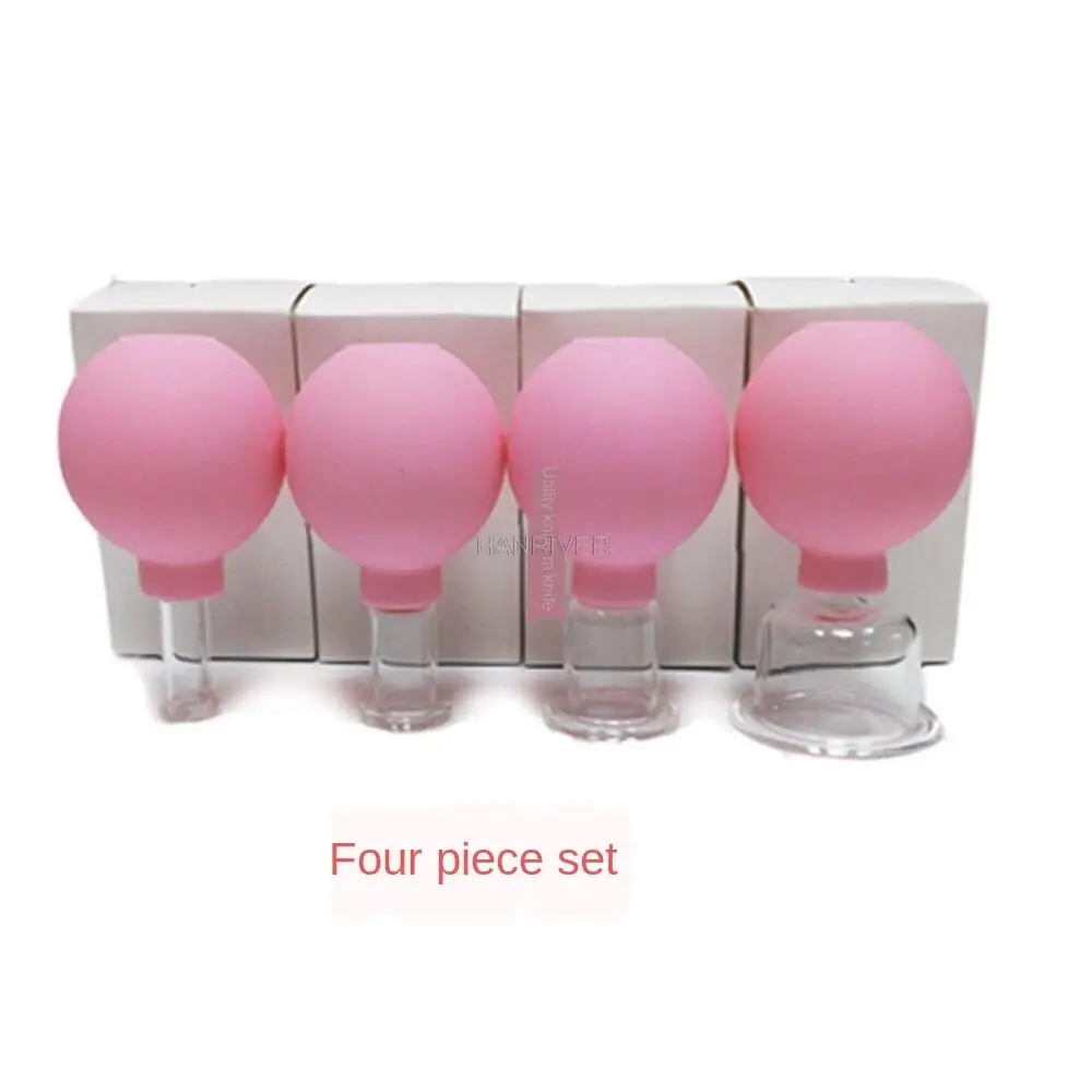 1-4pcs Vacuum Cupping Cups Set Rubber Head Glass Anti Cellulite Massage Chinese Therapy Face Cupping Set Cans For Health Massage 5