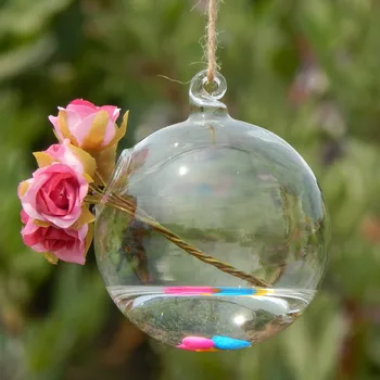 

12pcs/pack Diameter=8cm Round Bottom Glass Globe with a small hole Hanging Glass Terrarium Vase Wedding Props China Supplier