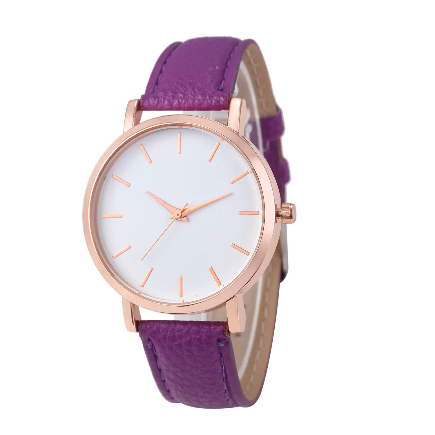 Модные женские часы из нержавеющей стали, аналоговые кварцевые наручные часы, популярные женские часы W50 - Цвет: Purple