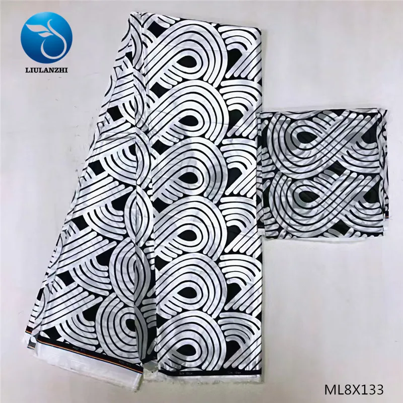LIULANZHI нигерийские атласные ткани последний стиль Африканский шелк воск 4 яды атласная ткань и 2 ярдов шифон Ткань ML8X131-ML8X144