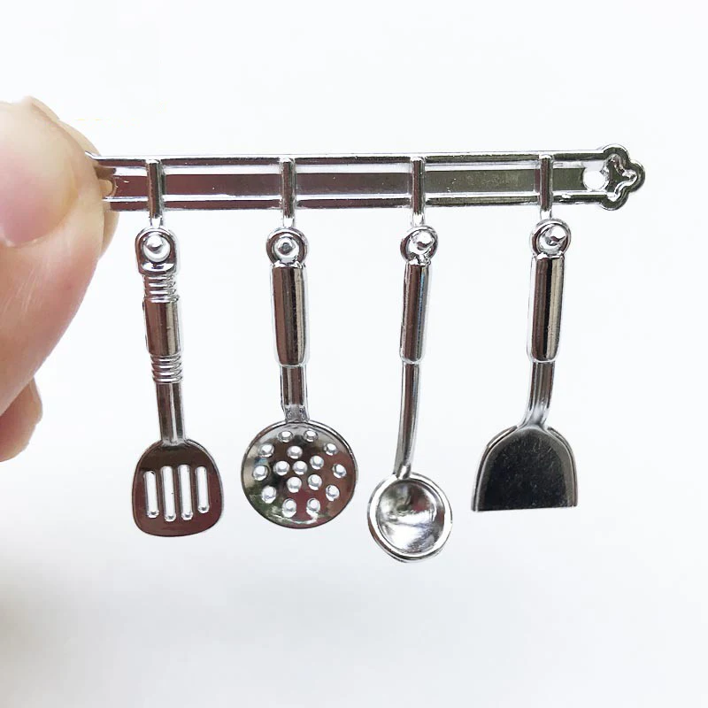 

1/12 Dollhouse Miniature Accessories Mini Shovel Soup Spoon Storage Holder Model Simulation Furniture Kitchen Tools