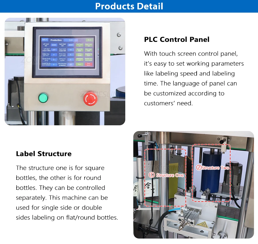 ZS-TB990 Automatic Round Square Bottles Single Double Side Labeling Machine