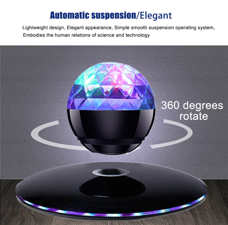 Магнитный левитирующий плавающий Bluetooth динамик беспроводной 360 Вращающийся светодиодный светильник с эффектом Ночной светильник модные подарочные украшения для дома
