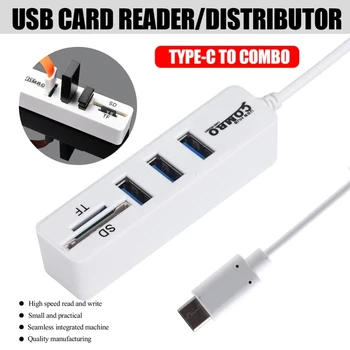 

2 In 1 Type-c OTG USB 2.0 Hub Splitter Combo 3 Ports & SD/TF Card Reader