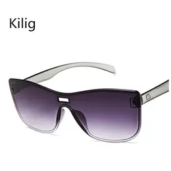 Kilig 2019 солнцезащитные очки с плоской подошвой без оправы женские градиентные Летние Стильные Классические женские Солнцезащитные очки
