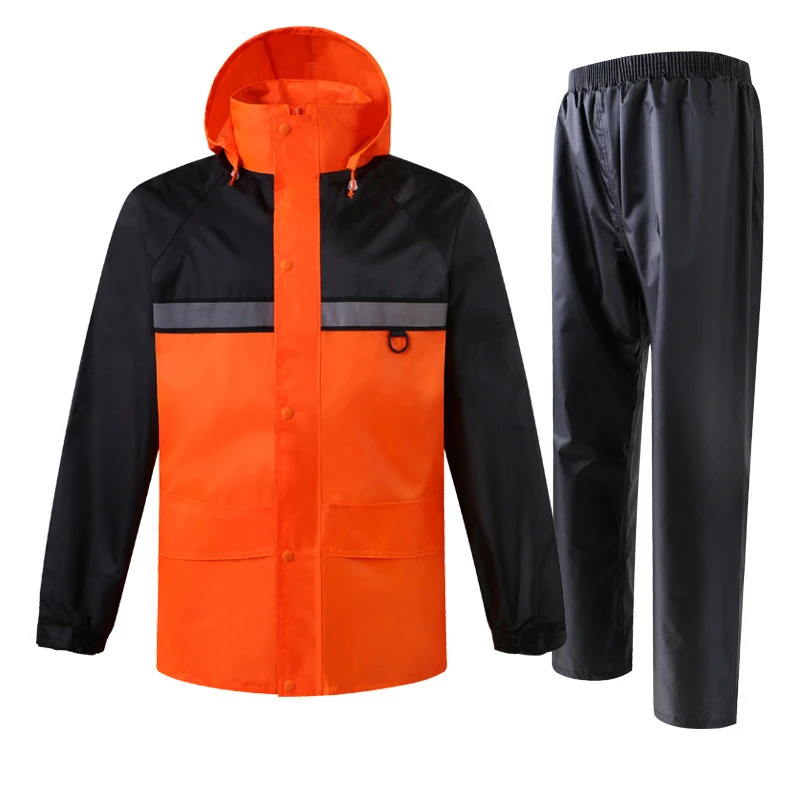 

Oxford Fluorescent Adult Raincoat Walker Patchwork Outdoor Men's Long Style Hiking Traffic Environmental Rain Coat