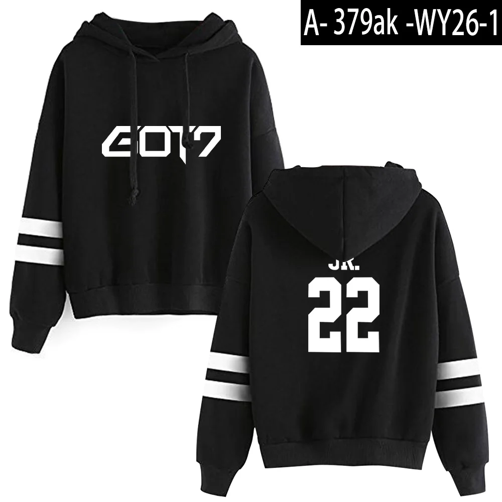 KPOP GOT7 толстовки с капюшоном GOT7 Kpop горячая Распродажа худи для фанатов I GOT7 Женский пуловер с длинным рукавом толстовки Повседневная одежда - Цвет: black
