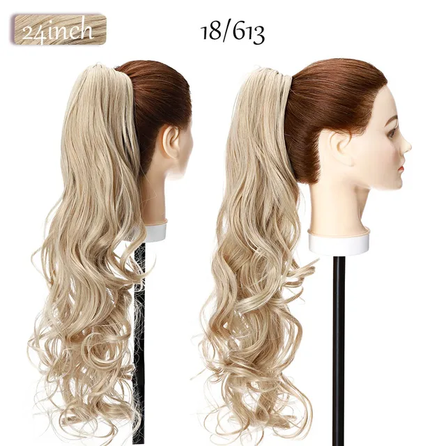 S-noilite Synthetic 12-26inch Claw Clip On Ponytail Hair Extension Ponytail Extension Hair For Women Pony Tail Hair Hairpiece 18-613