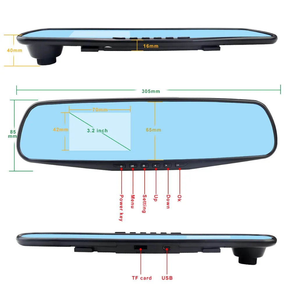 Dvr камера full HD dash cam зеркало заднего вида Камера авто dashcam рекордер dvr voiture с sd-картой видео регистратор в автомобиле видео