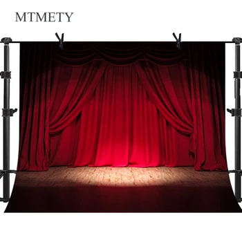 

MTMETY Theater Party Crimson Curtains Wooden Floor Photography Backdrop Stage Light Background Vinyl Photo Booth Backdrop x-25