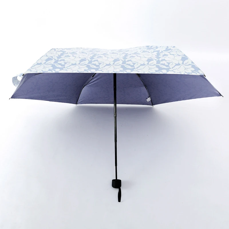 light blue Мини карманный зонтик для женщин, высокое качество, складной Винтажный Розовый зонтик, ветрозащитный двойной слой, анти-УФ, Открытый Дорожный зонтик - Цвет: light blue